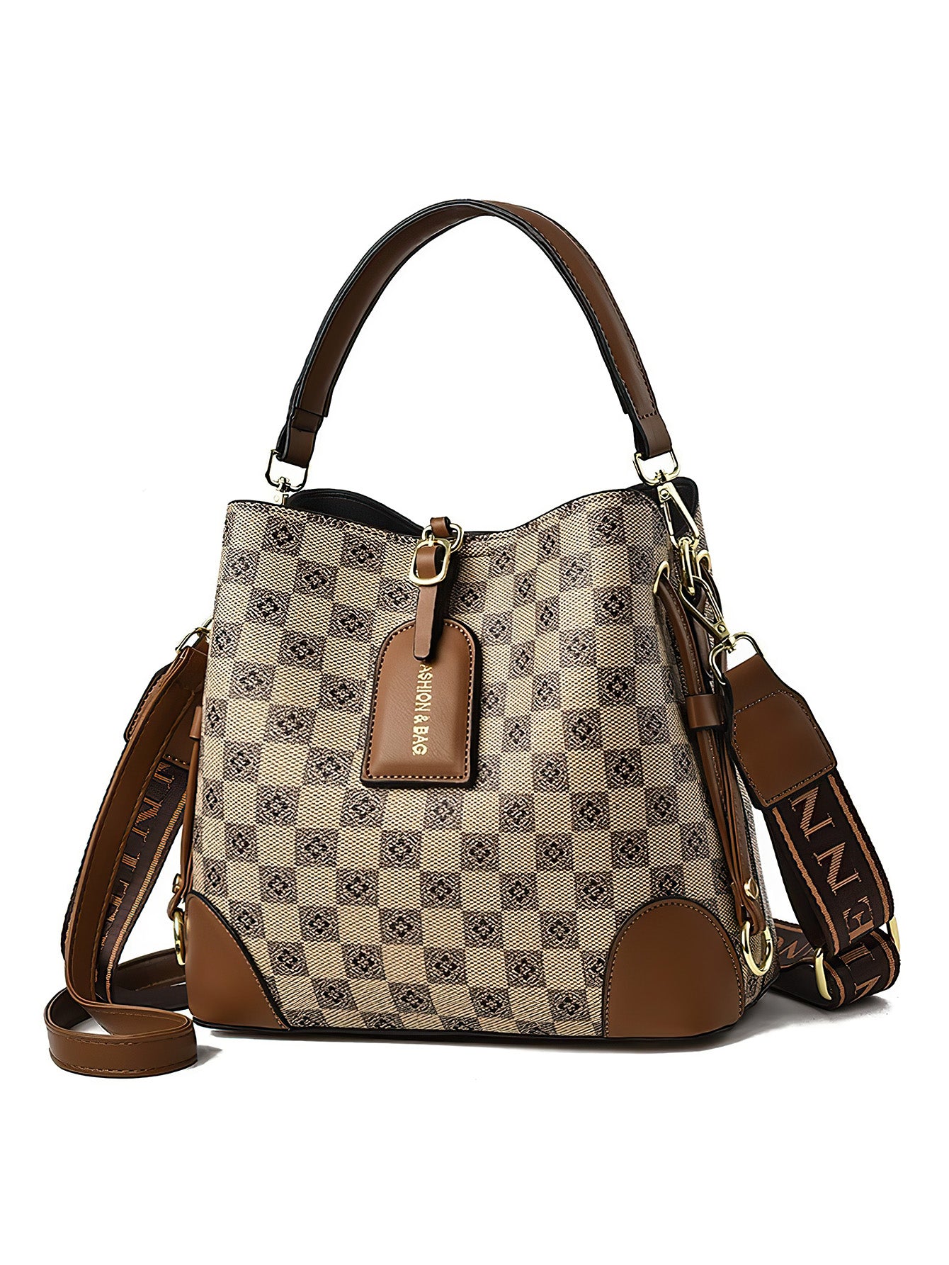 Retro Checkered Bucket Bag: Vintage-Inspired Crossbody for Women - 2 Colours