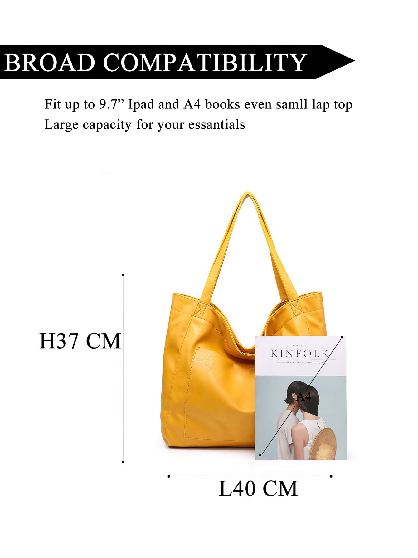 Vintage Style PU Leather Tote Bag - 7 Colours