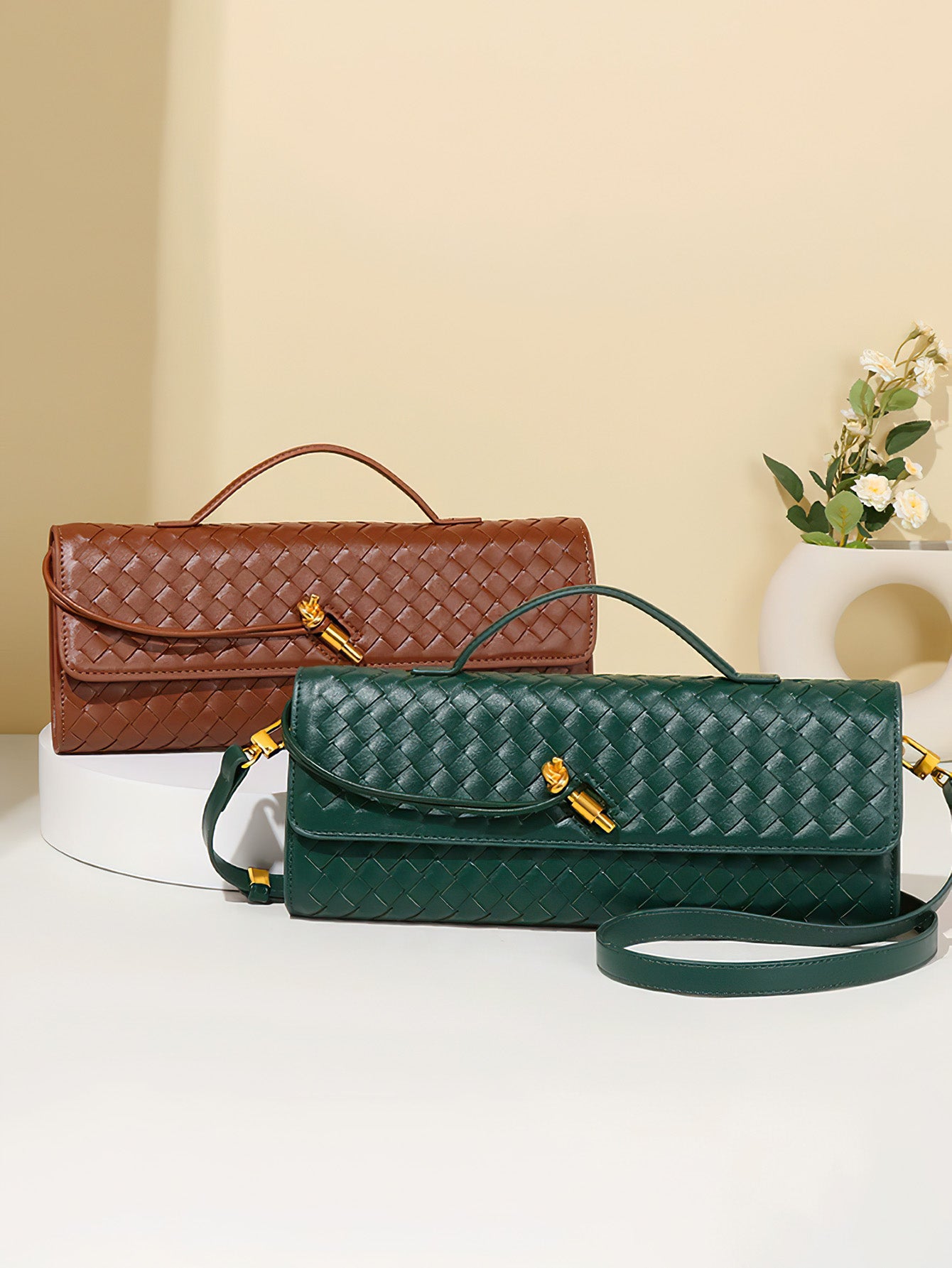 Vintage Woven Clutch Bag: Retro Accordion Crossbody for Evening & Daily Use - 16 Colours