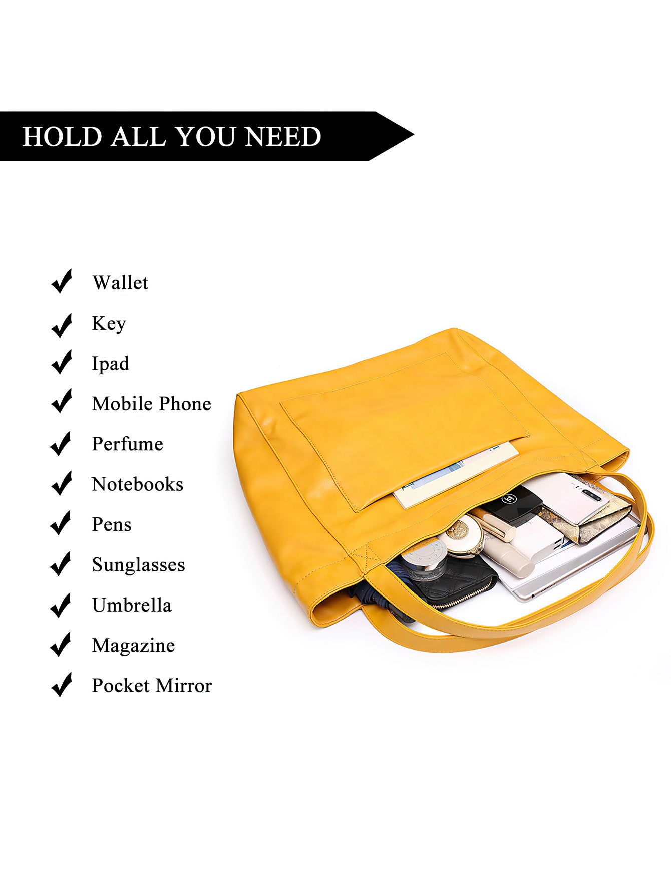 Vintage Style PU Leather Tote Bag - 7 Colours