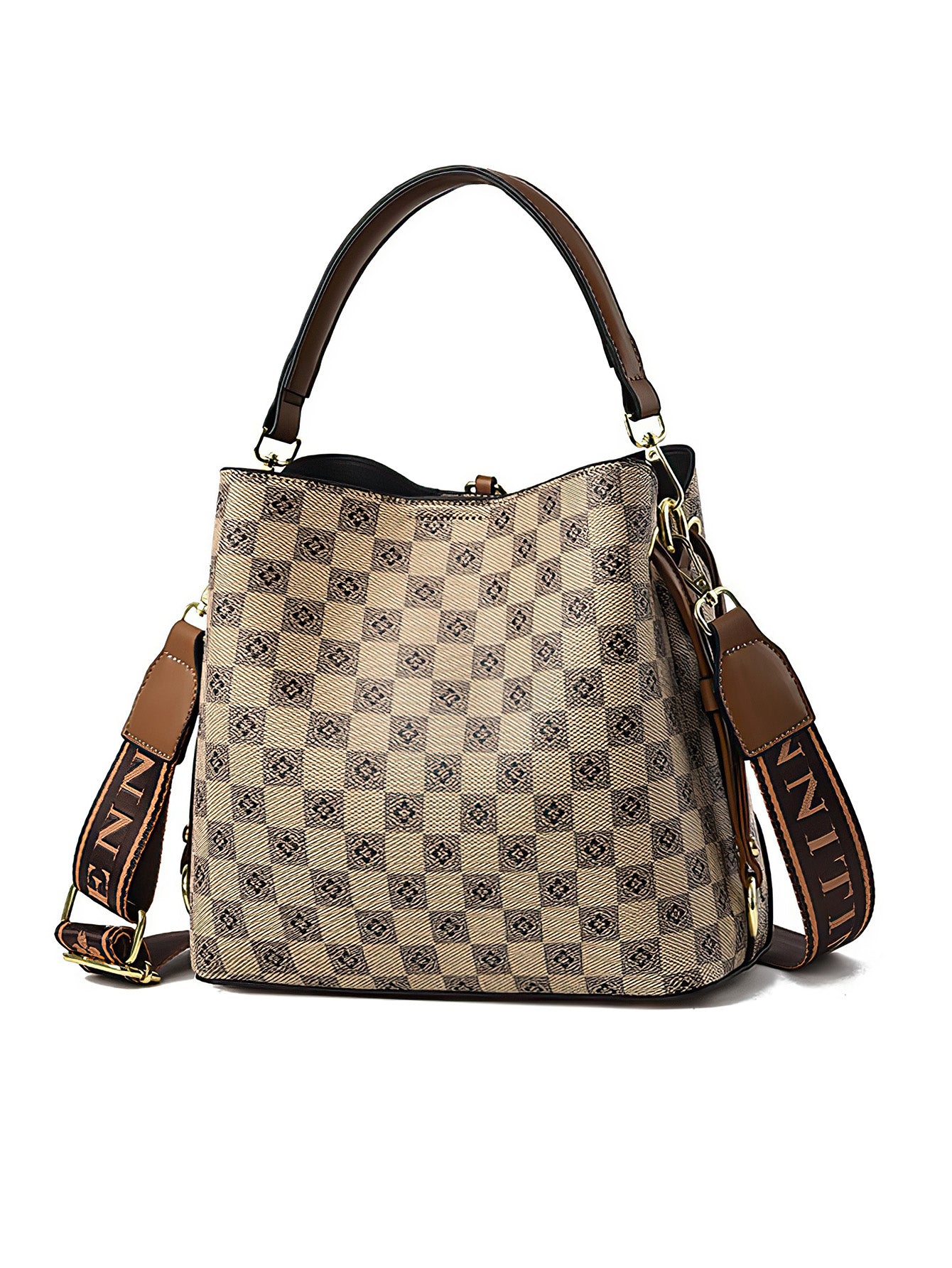 Retro Checkered Bucket Bag: Vintage-Inspired Crossbody for Women - 2 Colours