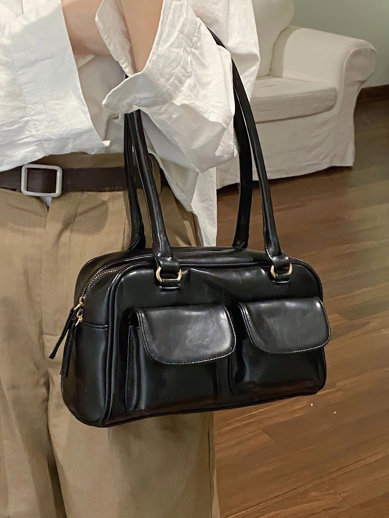 Minimalist Underarm Tote - Compact Commuter Bag with Hidden Compartment - 2 Colours