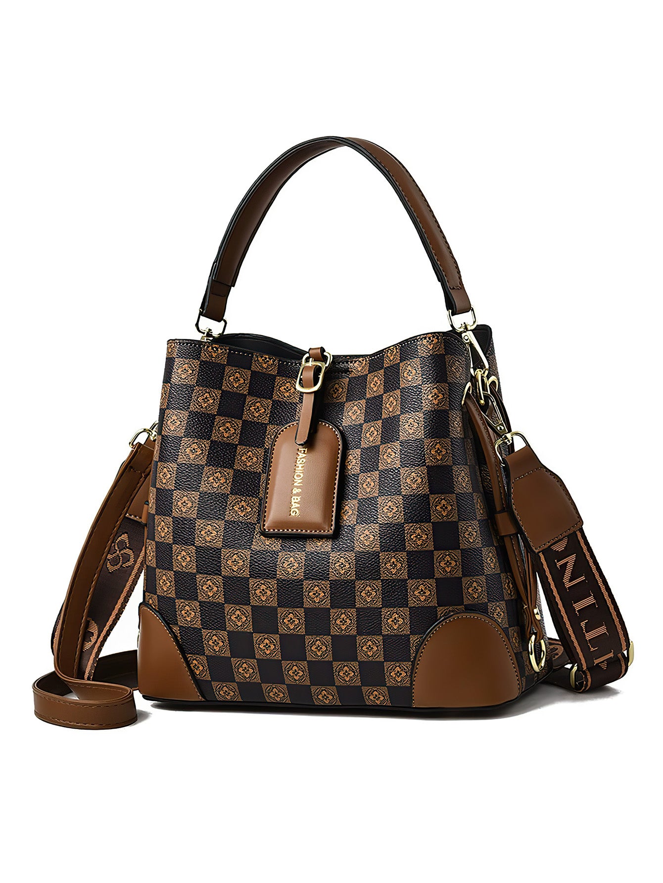 Retro Checkered Bucket Bag: Vintage-Inspired Crossbody for Women - 2 Colours