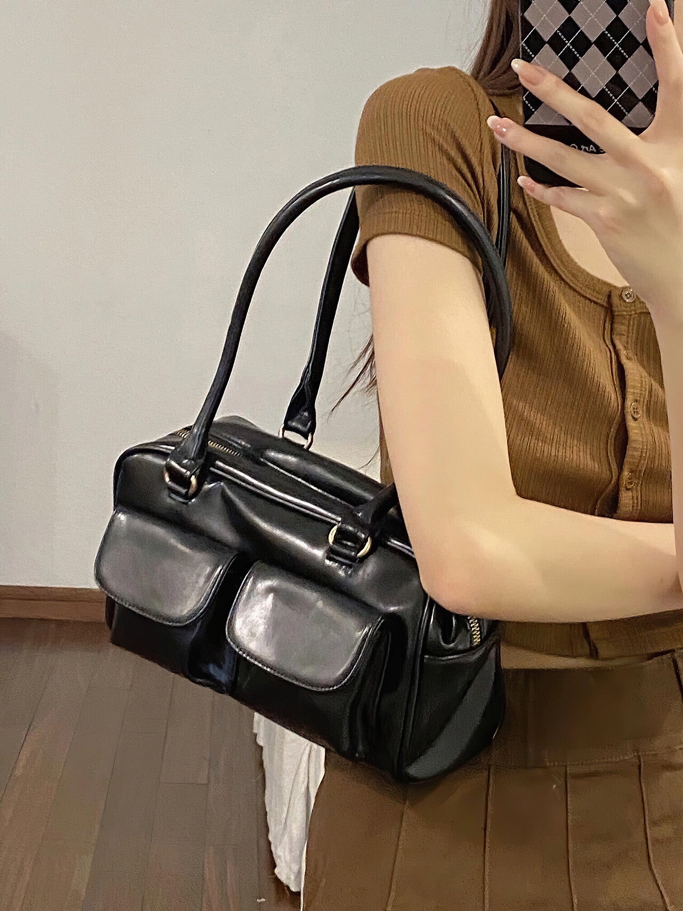 Minimalist Underarm Tote - Compact Commuter Bag with Hidden Compartment - 2 Colours