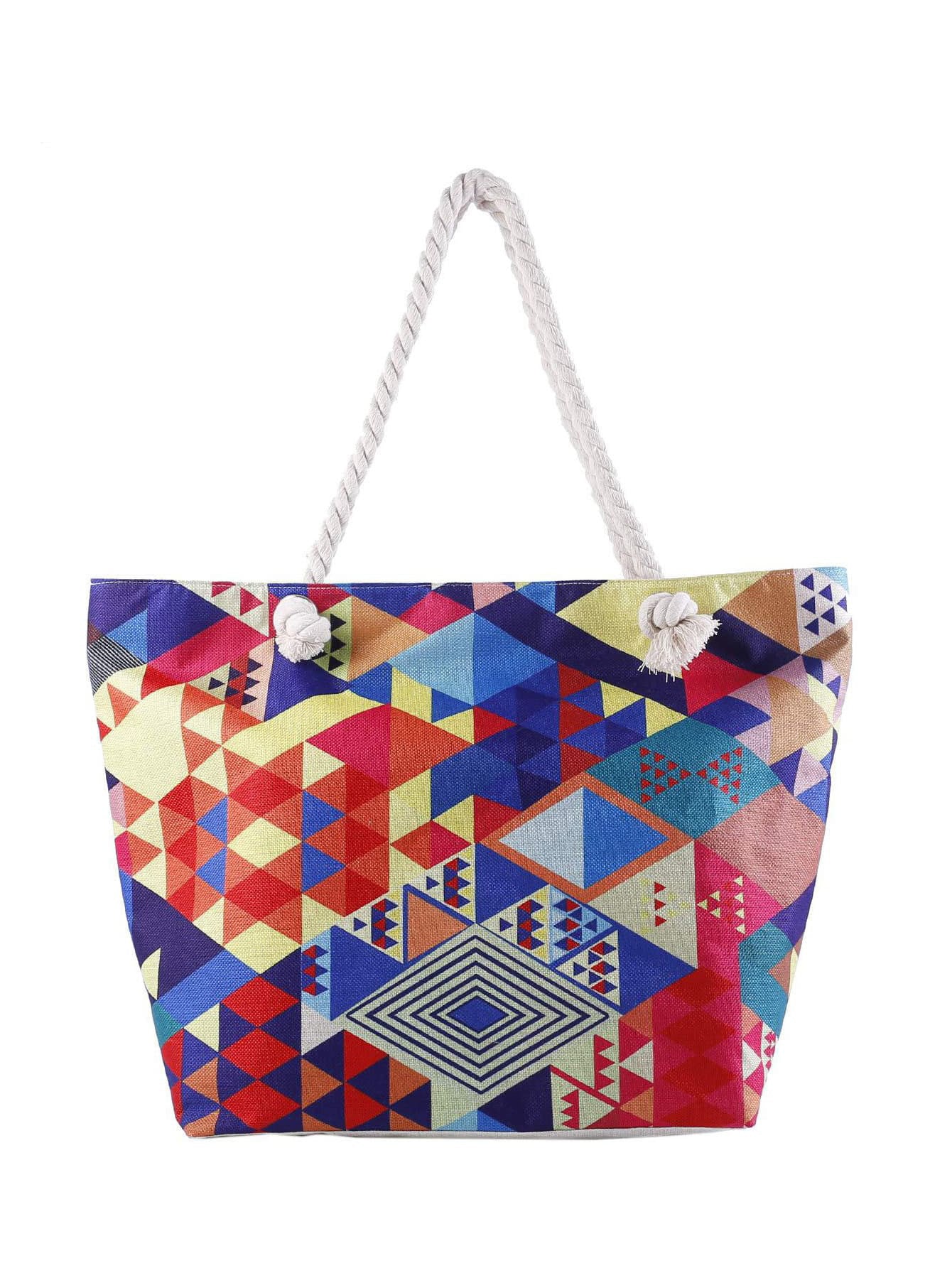 Bohemian geometric large-capacity handbag