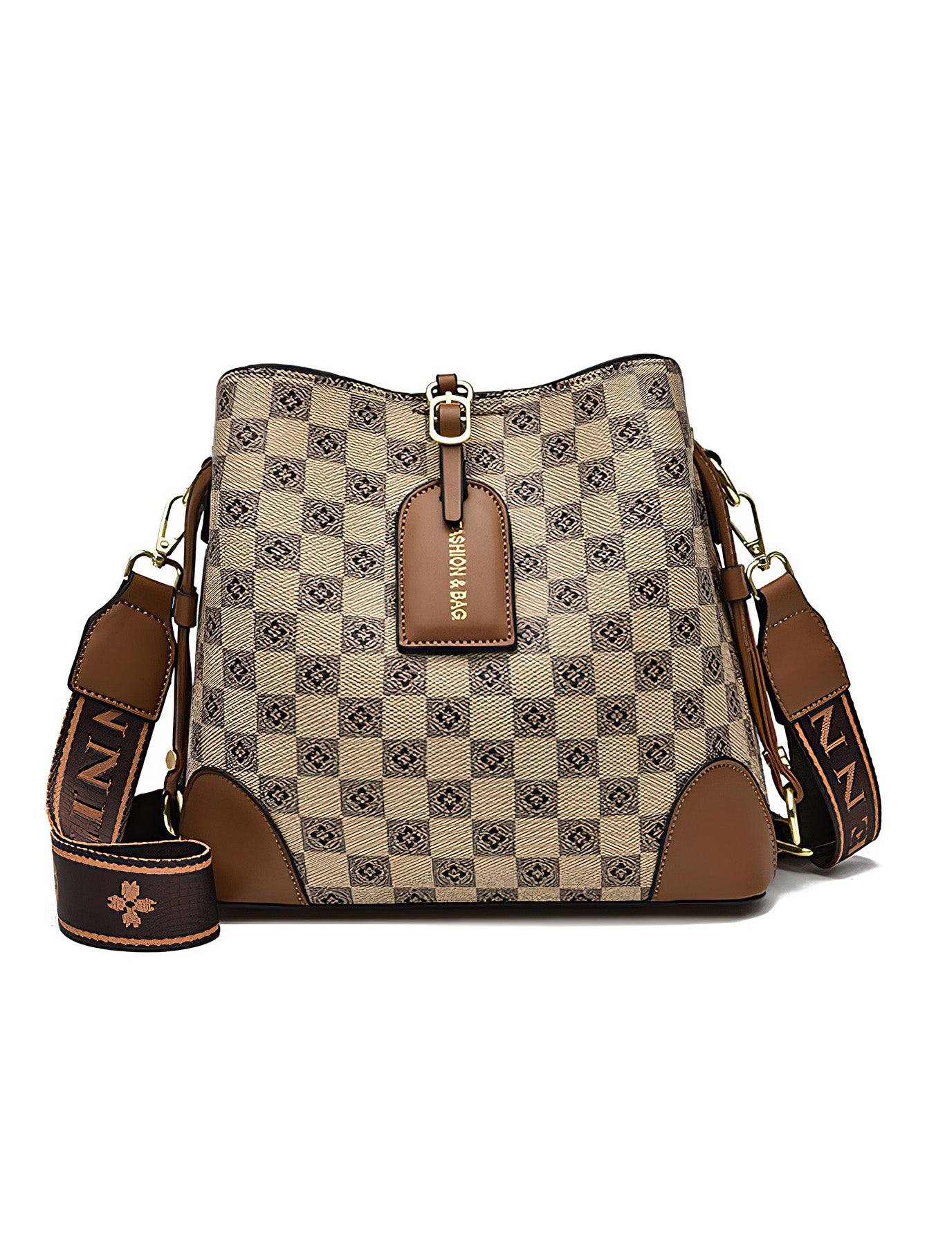 Retro Checkered Bucket Bag: Vintage-Inspired Crossbody for Women - 2 Colours