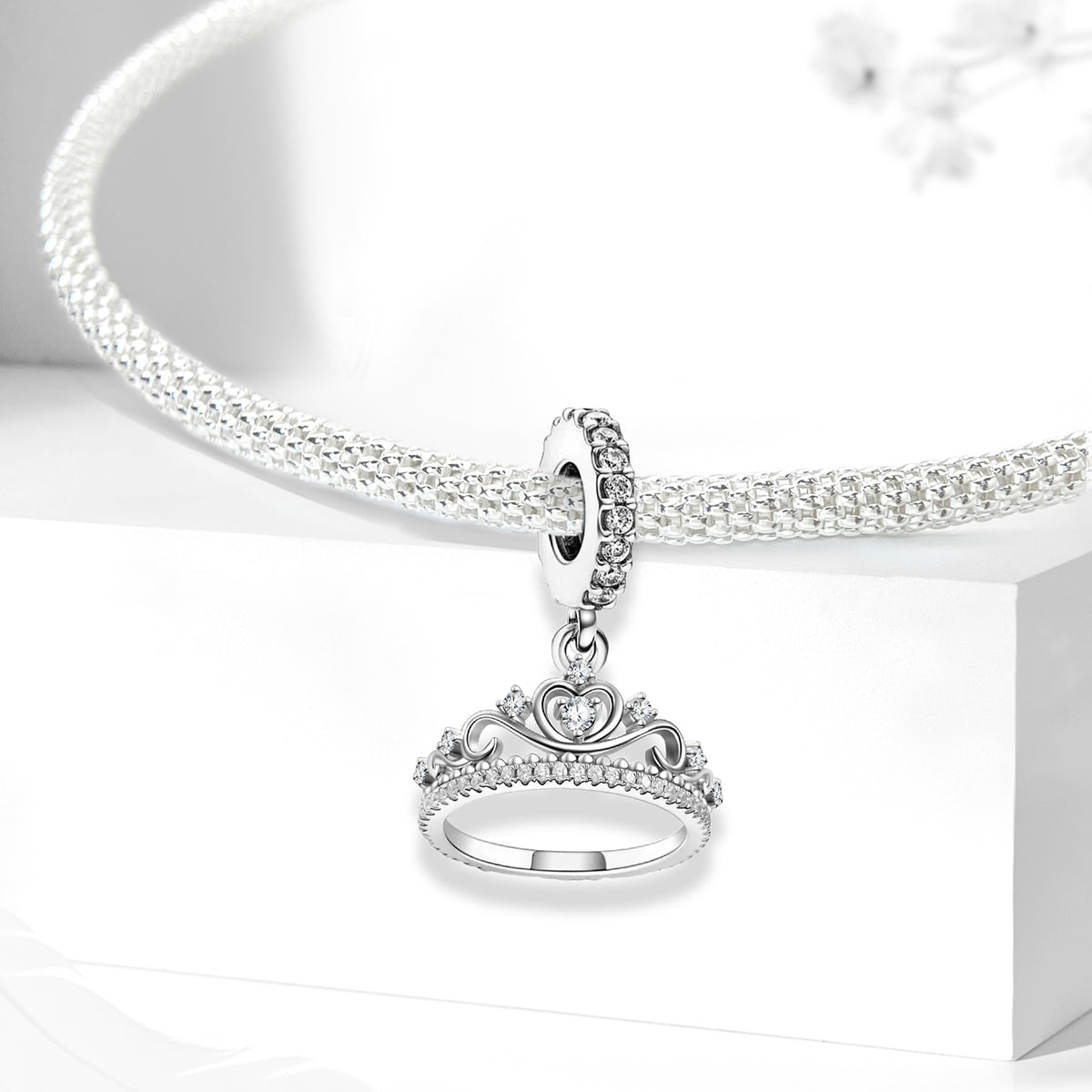 925 Sterling silver crown charm bead