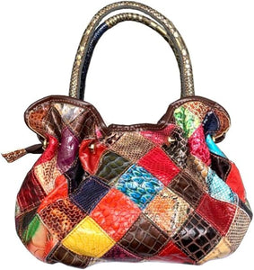 Vintage design floral shoulder bag & designer patchwork tote handbag