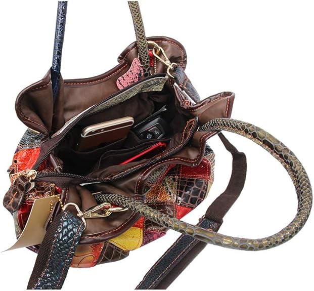 Vintage design floral shoulder bag & designer patchwork tote handbag