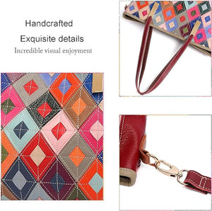 Minimalist geometric design Women's genuine leather strap tote bag