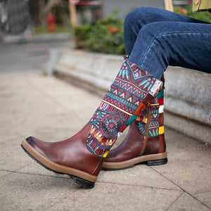 Bohemian adjustable winter warm knee high boho boots for women