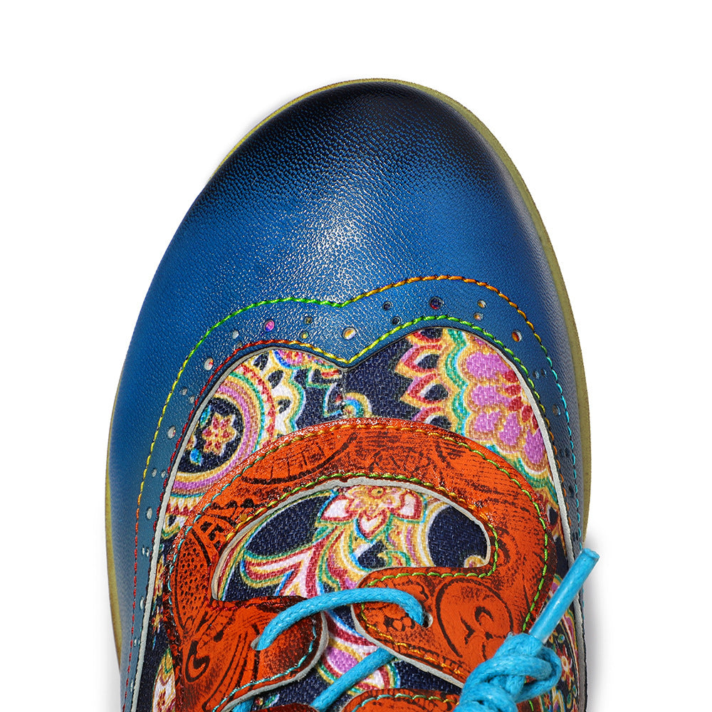 Blue leather wingtip brogues & casual shoes for ladies & girls
