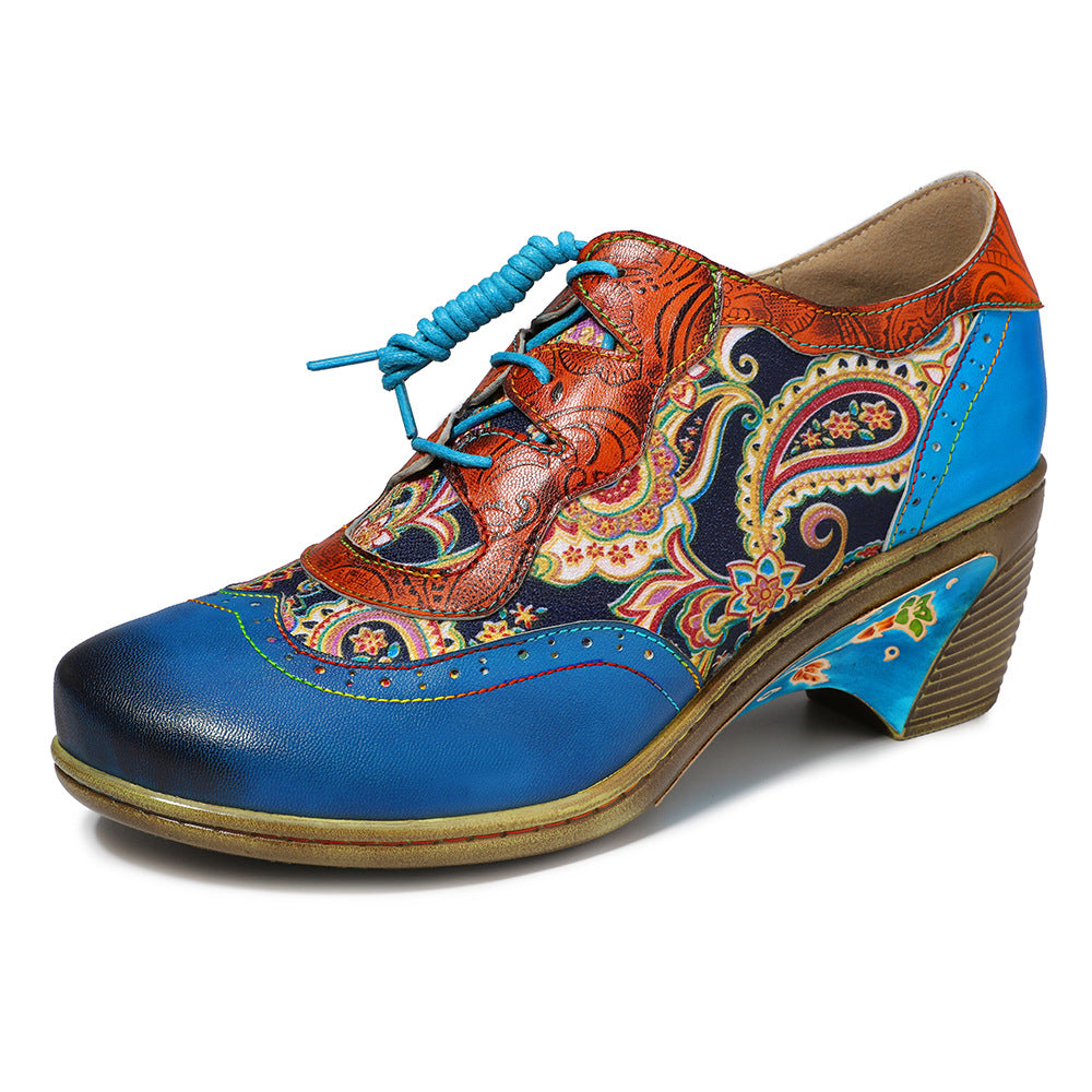 Blue leather wingtip brogues & casual shoes for ladies & girls