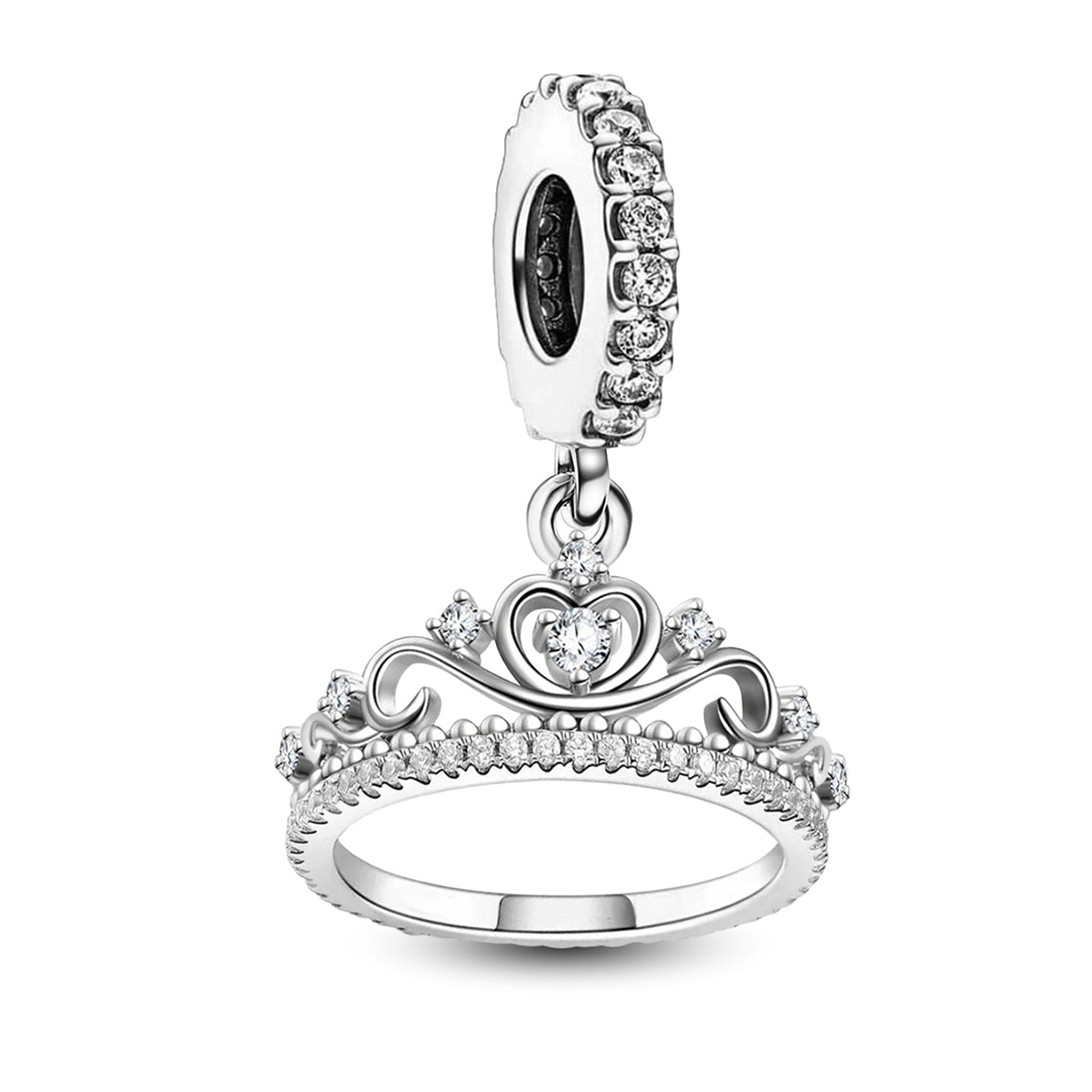 925 Sterling silver crown charm bead