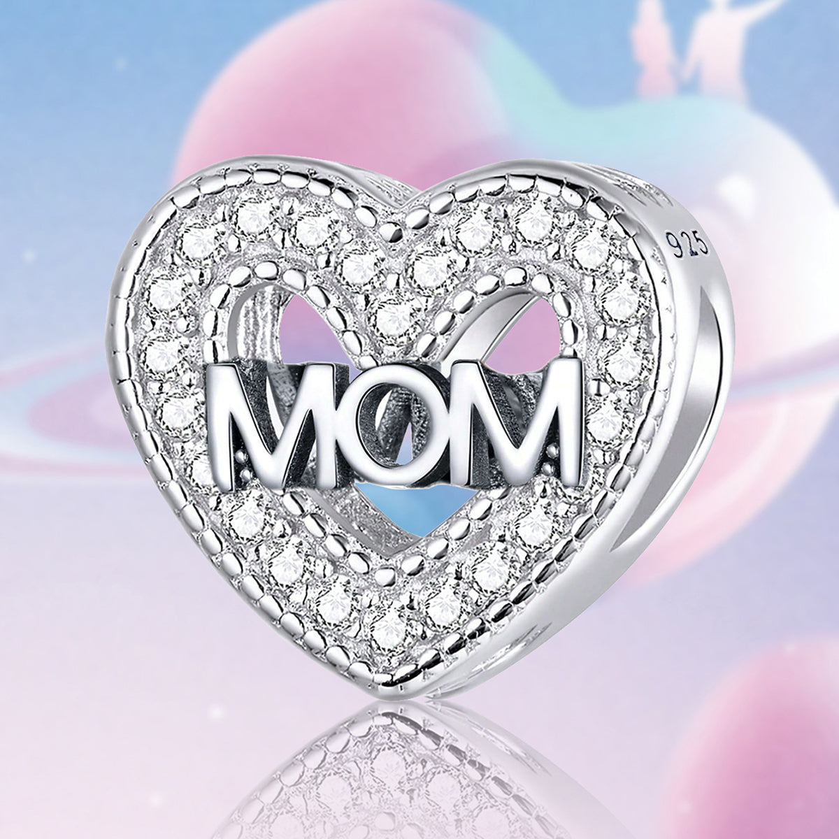 925 Sterling silver heart  charm bead