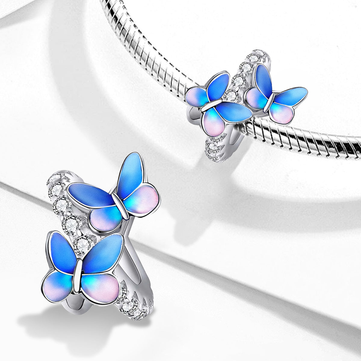 925 Sterling silver butterfly charm bead