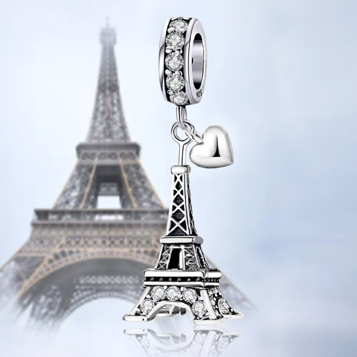 925 Sterling silver Eiffel Tower charm bead