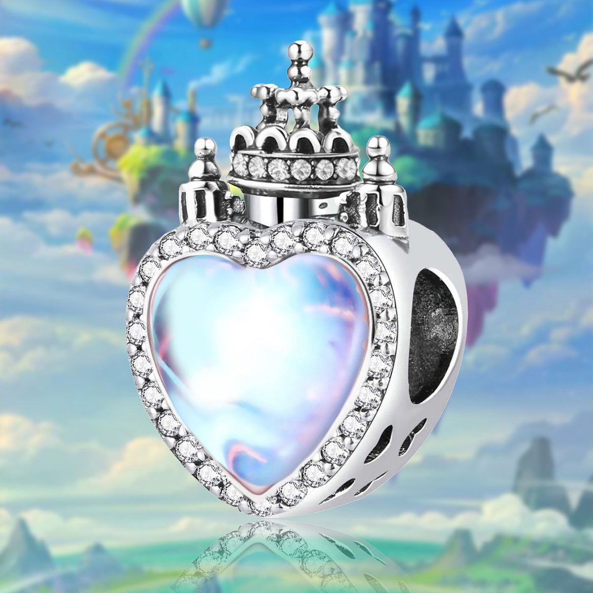 925 Sterling silver castle charm bead