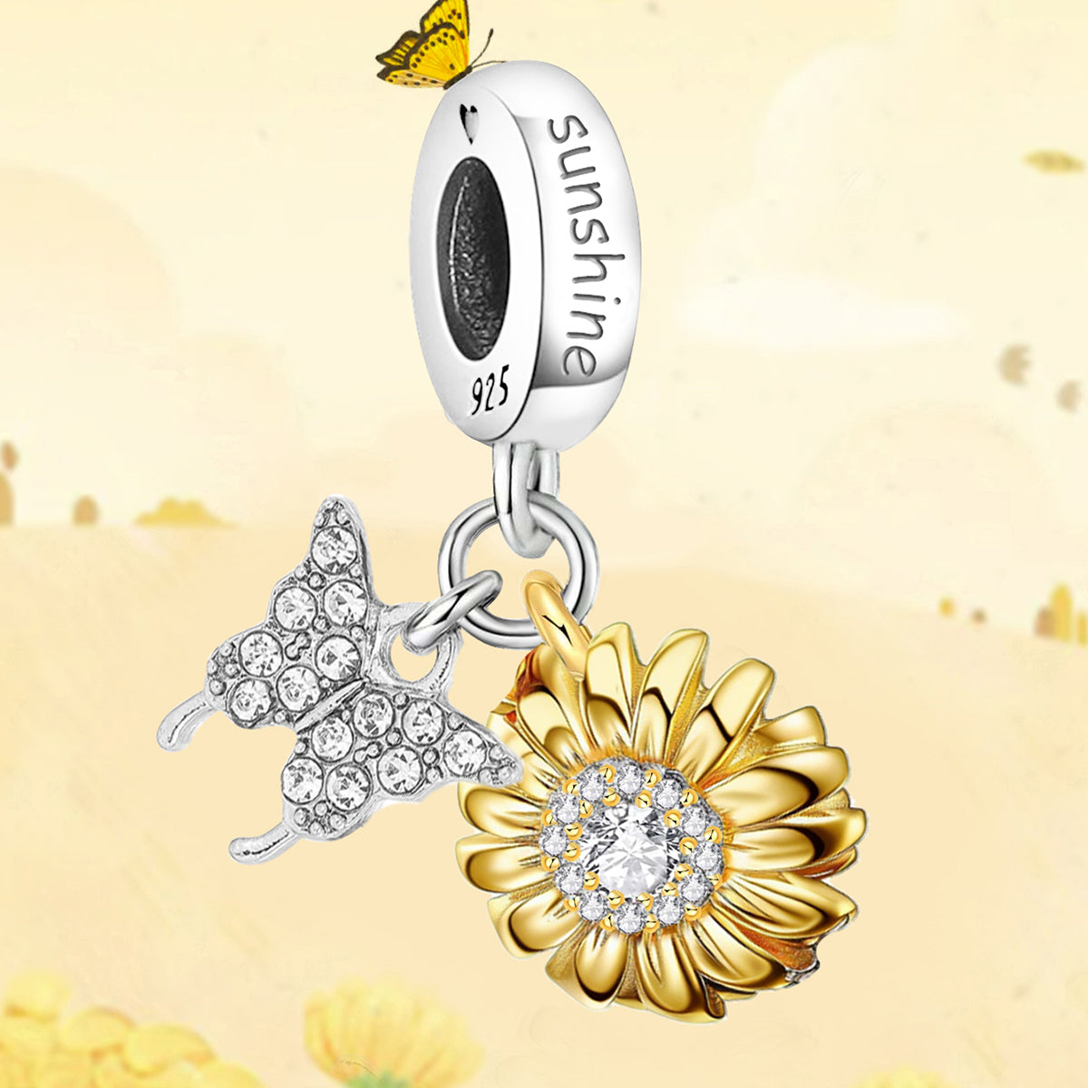 925 Sterling silver butterfly charm bead