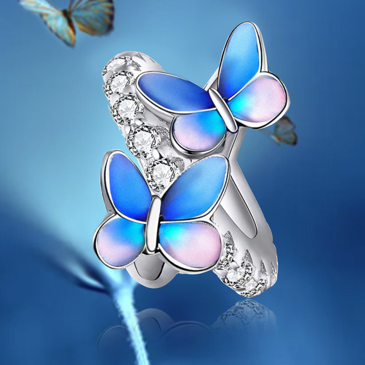 925 Sterling silver butterfly charm bead