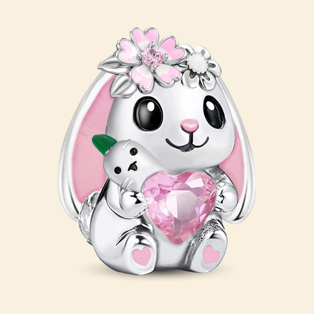 925 Sterling silver rabbit charm bead