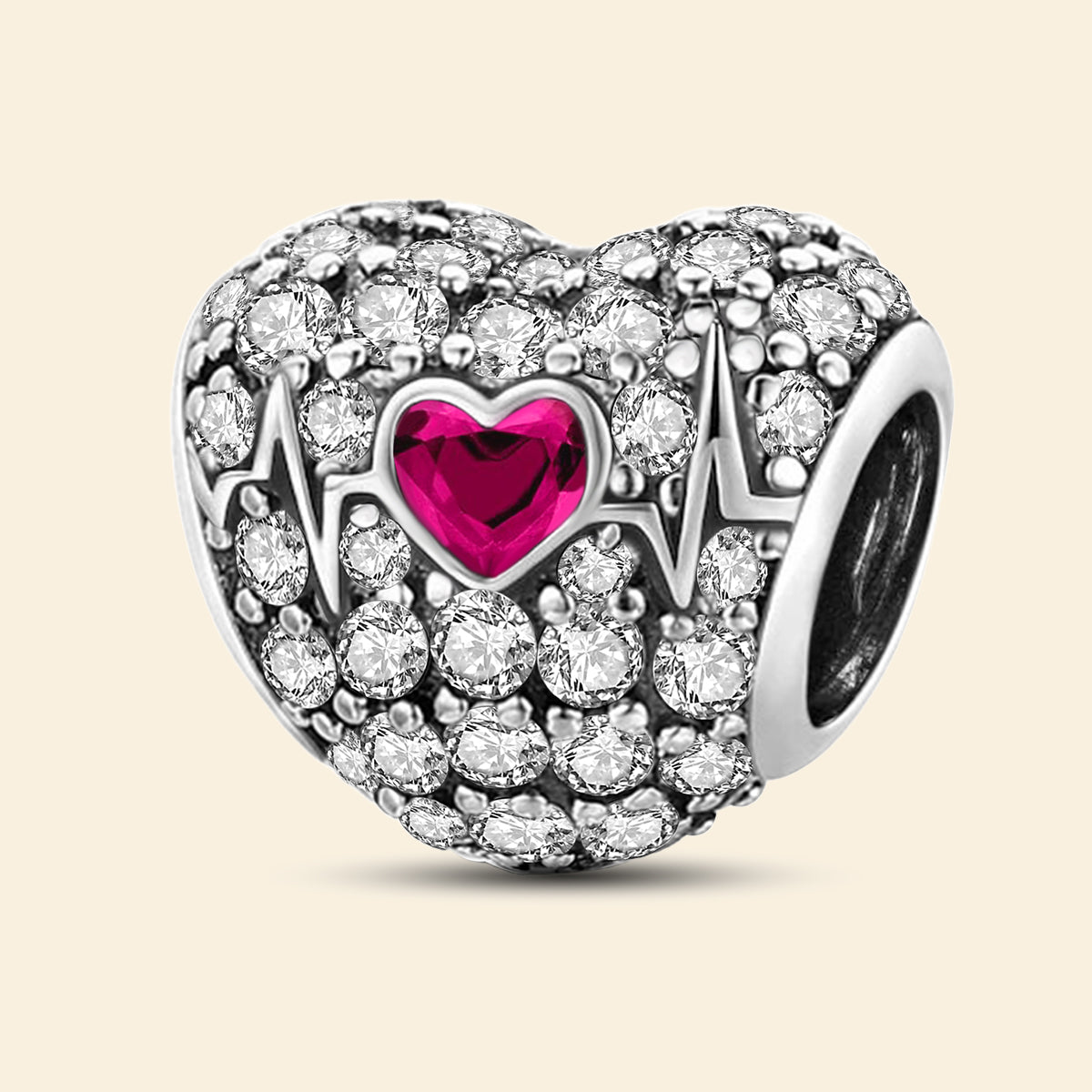 925 Sterling silver heart charm bead