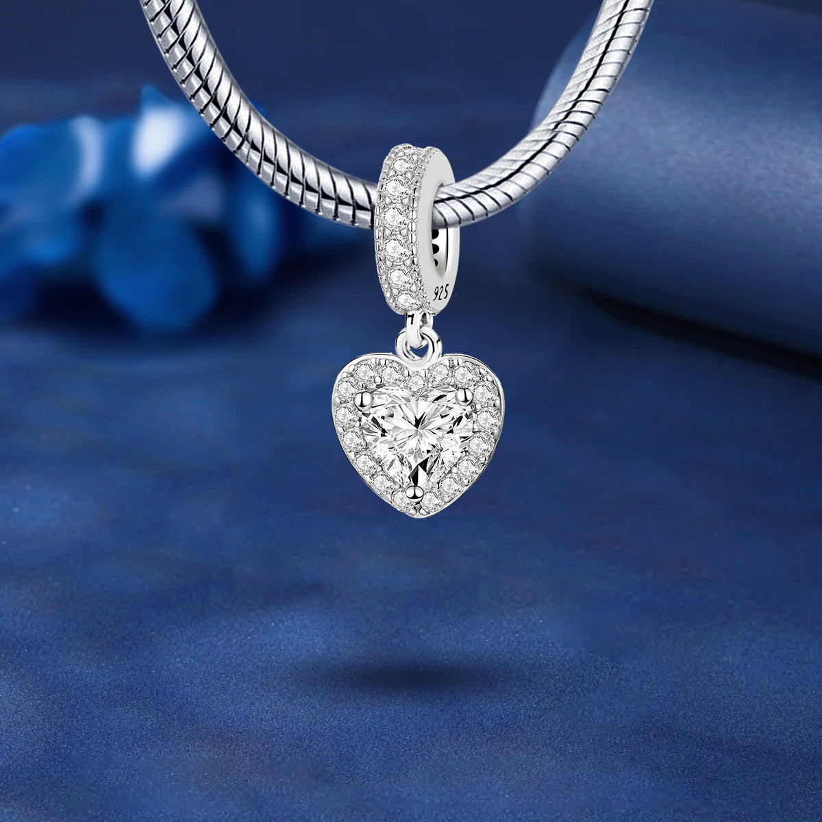 925 Sterling silver heart  charm bead