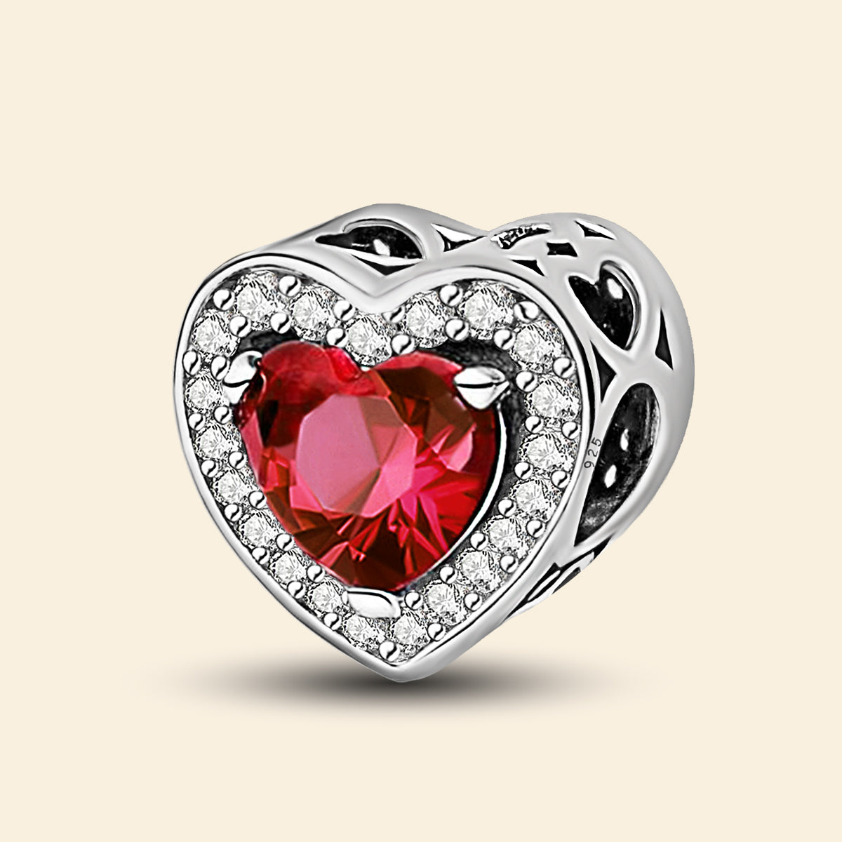 925 Sterling silver heart charm bead