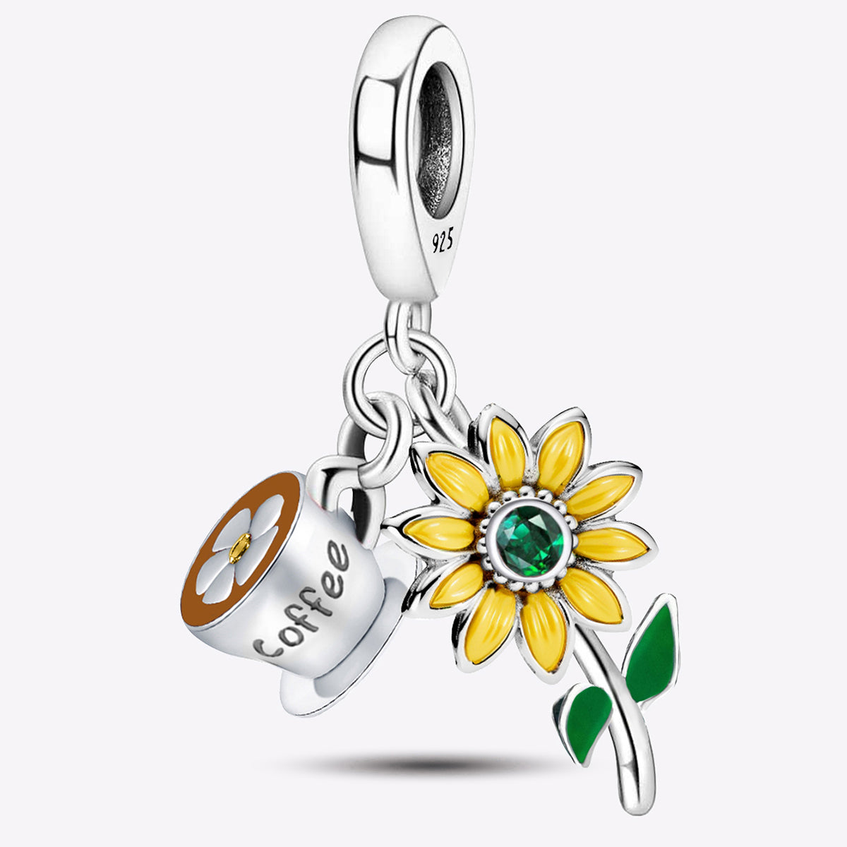 925 Sterling silver sunflower charm bead