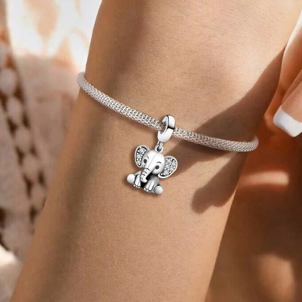 925 Sterling silver elephant charm bead