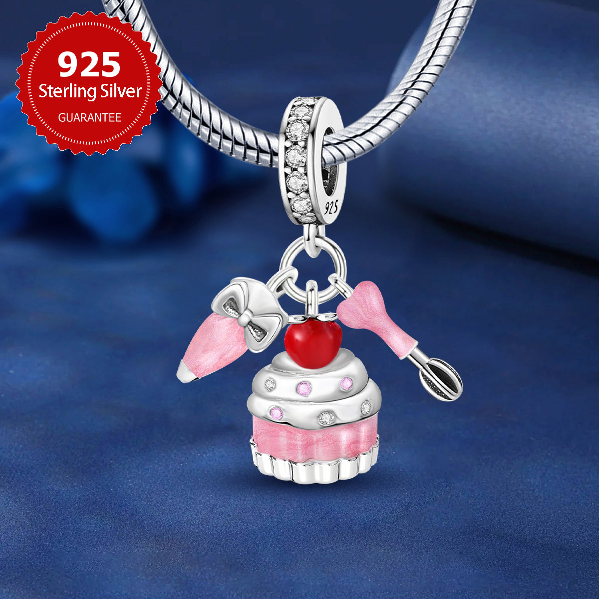 925 Sterling silver cake charm bead