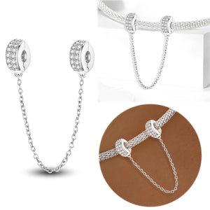 Double-Row Zircon Safety Chain | White Gold and Zircon