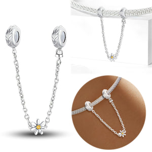 Leaf and Daisy Safety Chain (with Rubber Ring) | Blackened Deep Golden Zircon