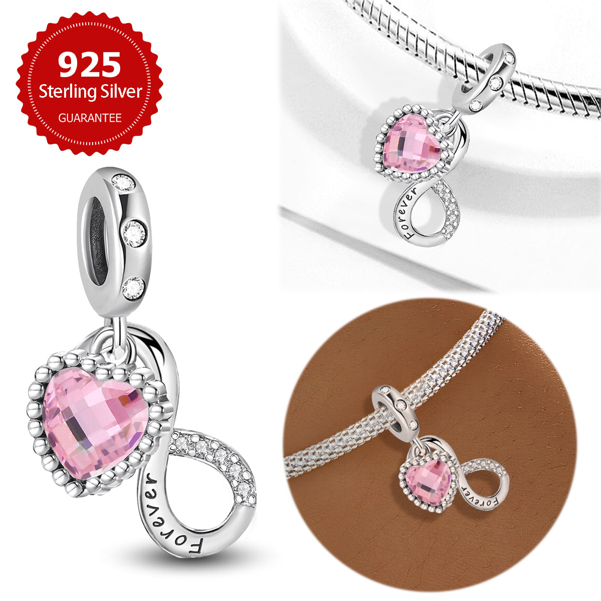 925 Sterling silver heart  charm bead