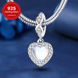 925 Sterling silver heart  charm bead