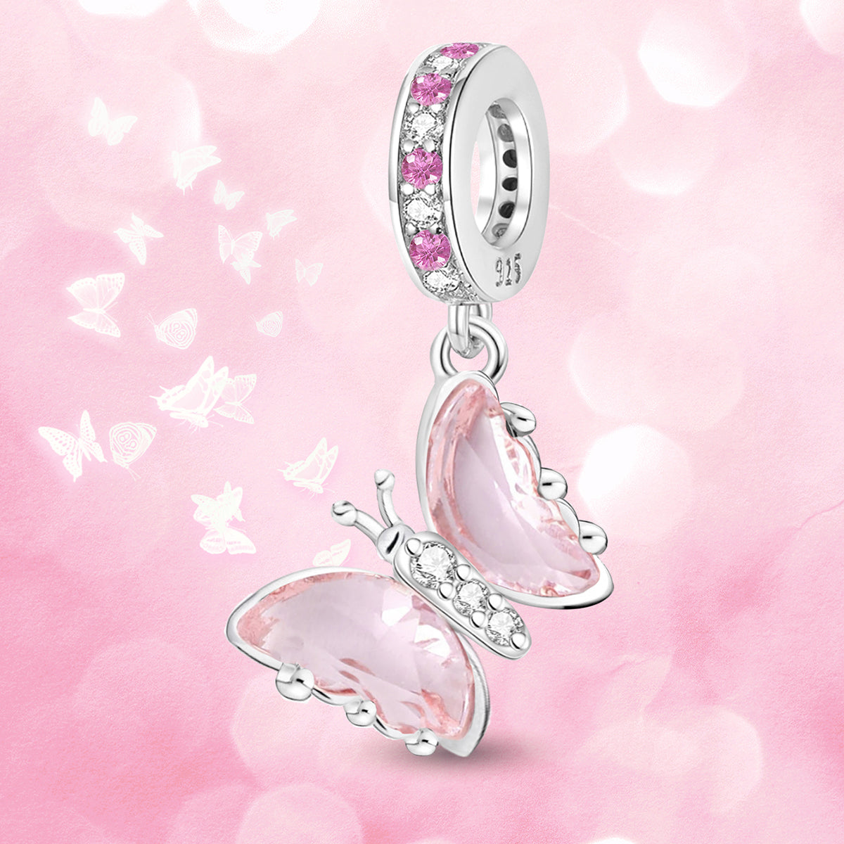 925 Sterling silver butterfly charm bead