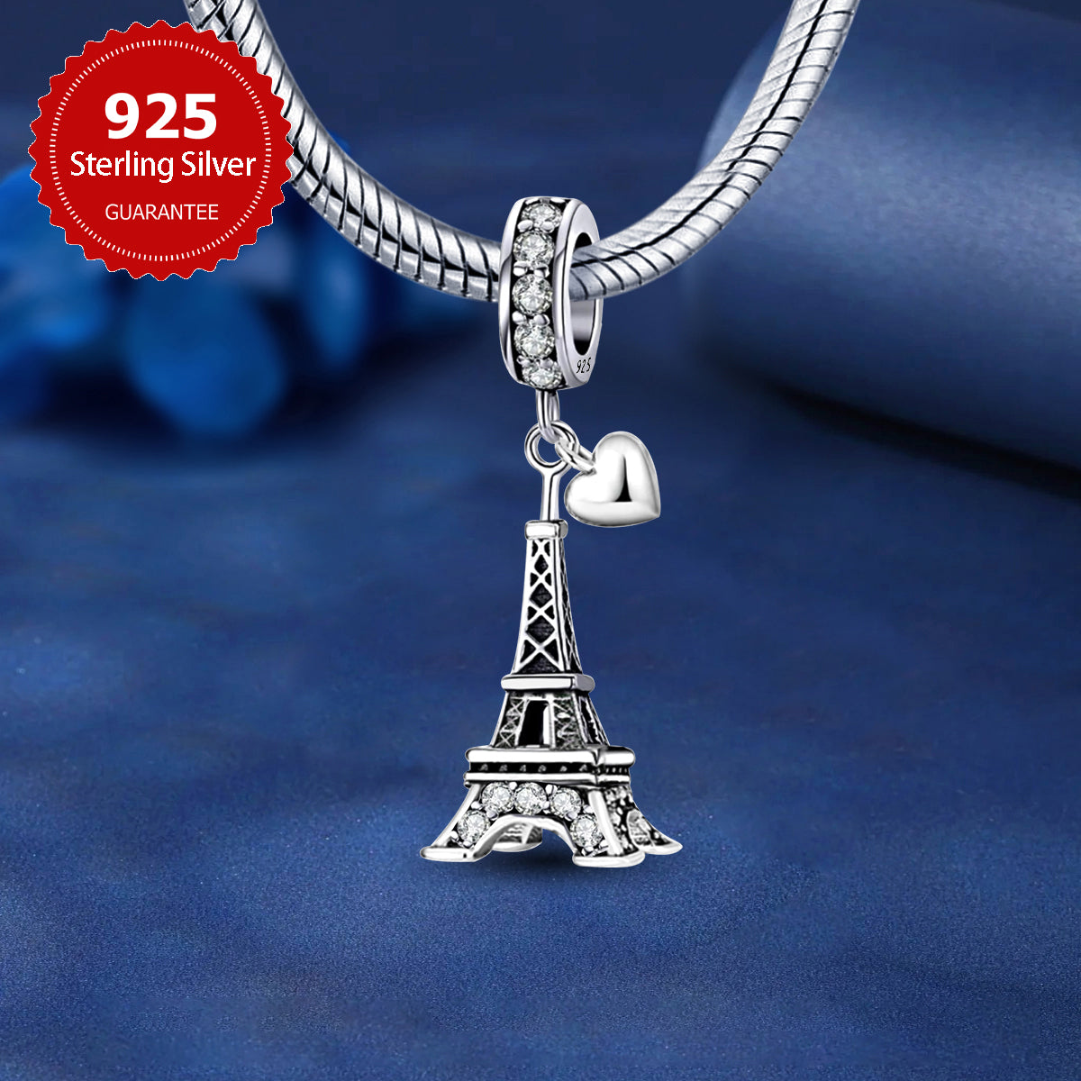 925 Sterling silver Eiffel Tower charm bead