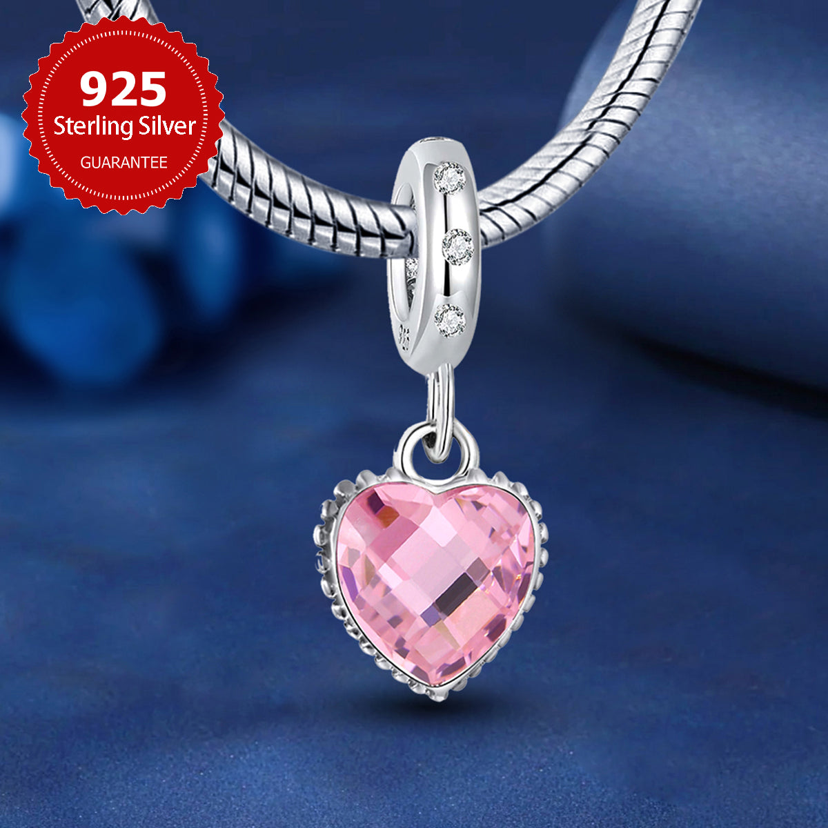 925 Sterling silver heart  charm bead