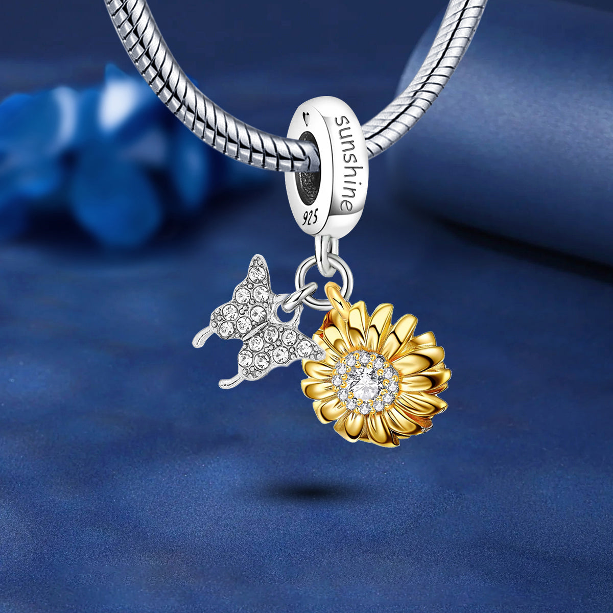 925 Sterling silver butterfly charm bead