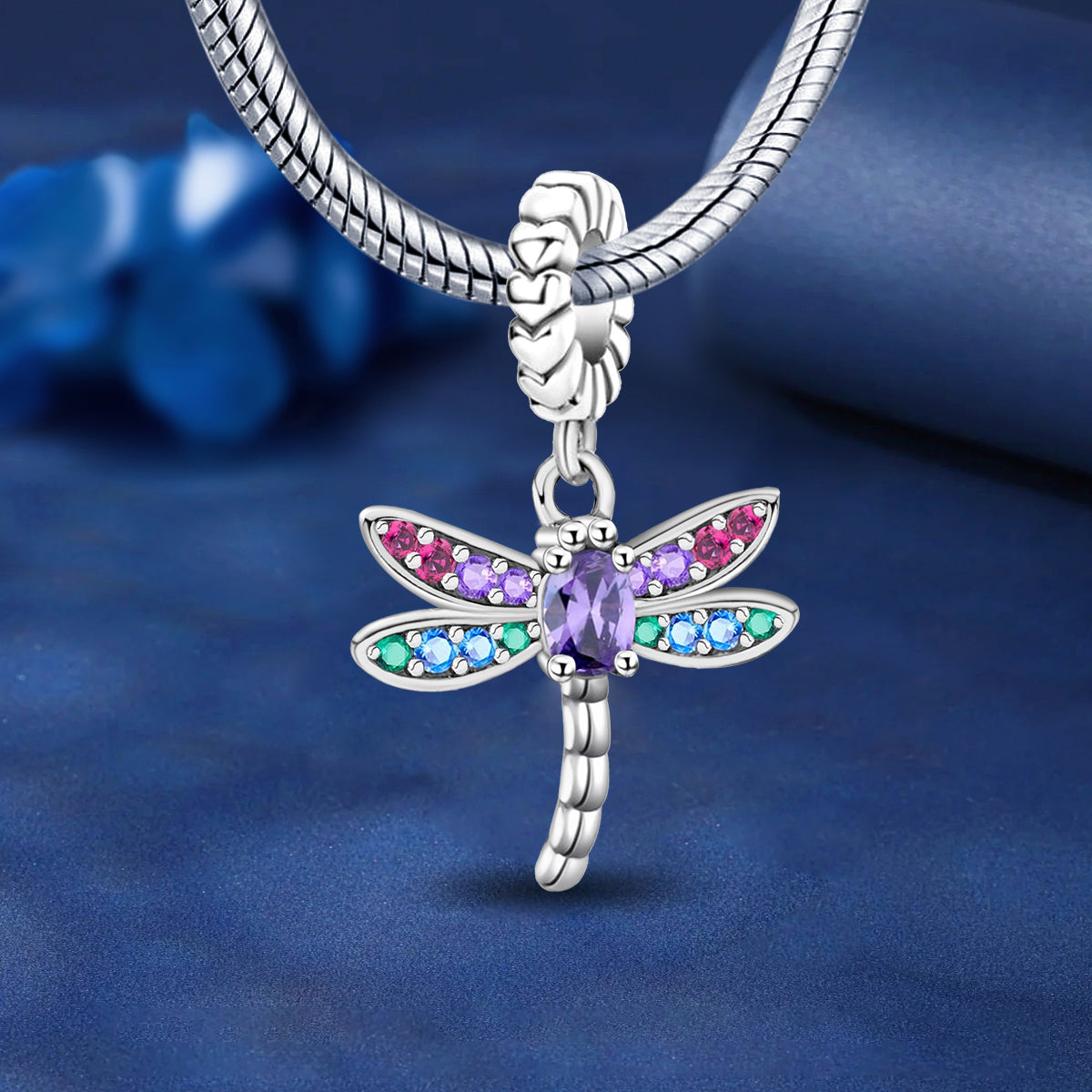 925 Sterling silver dragonfly charm bead