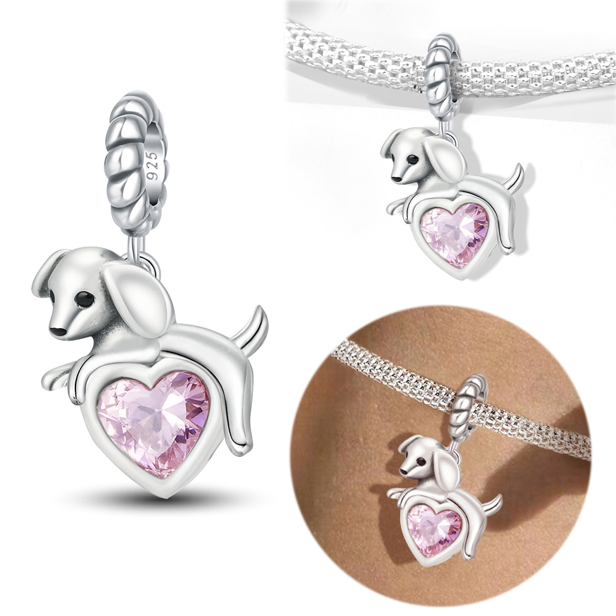 925 Sterling silver dog bead