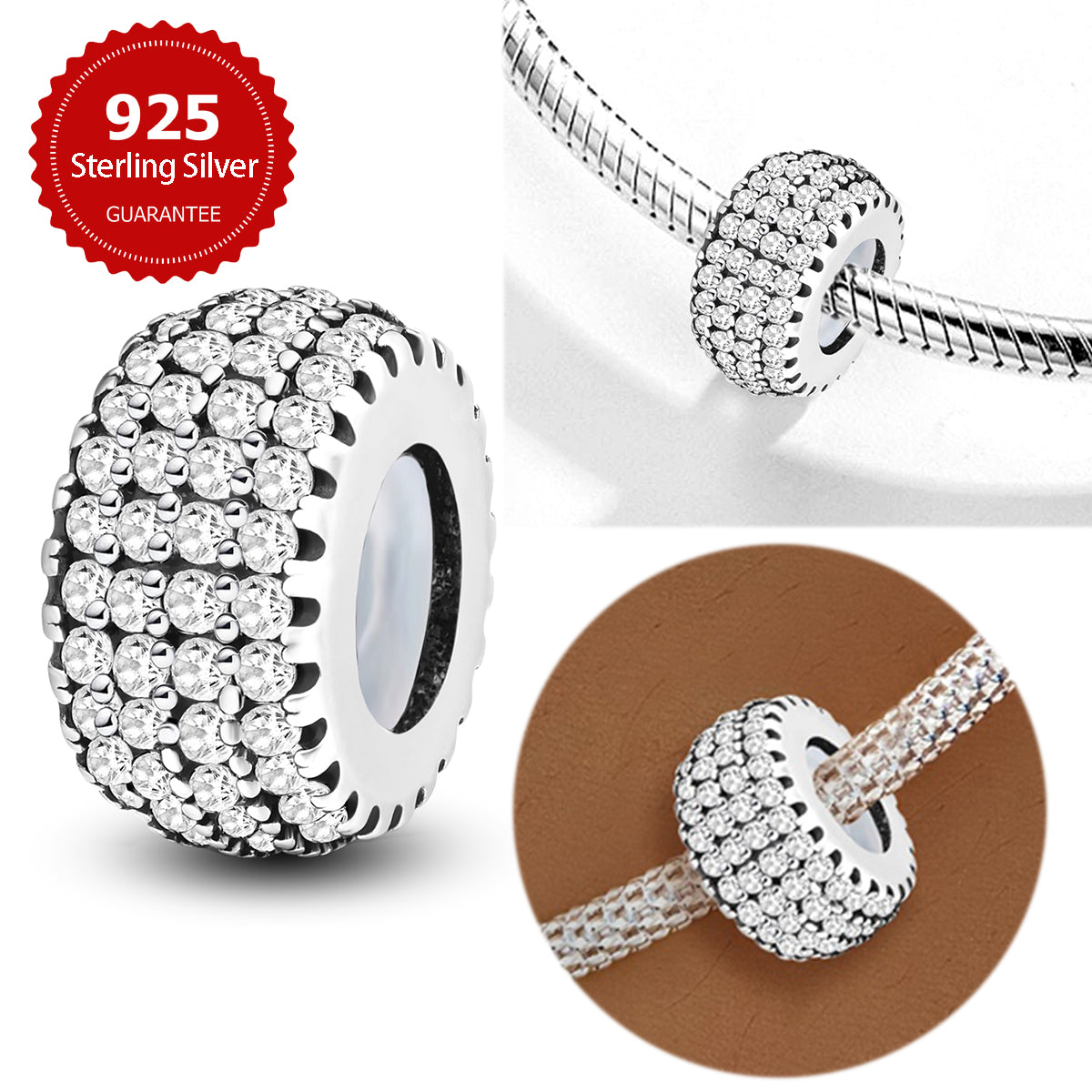 925 Sterling silver round charm bead