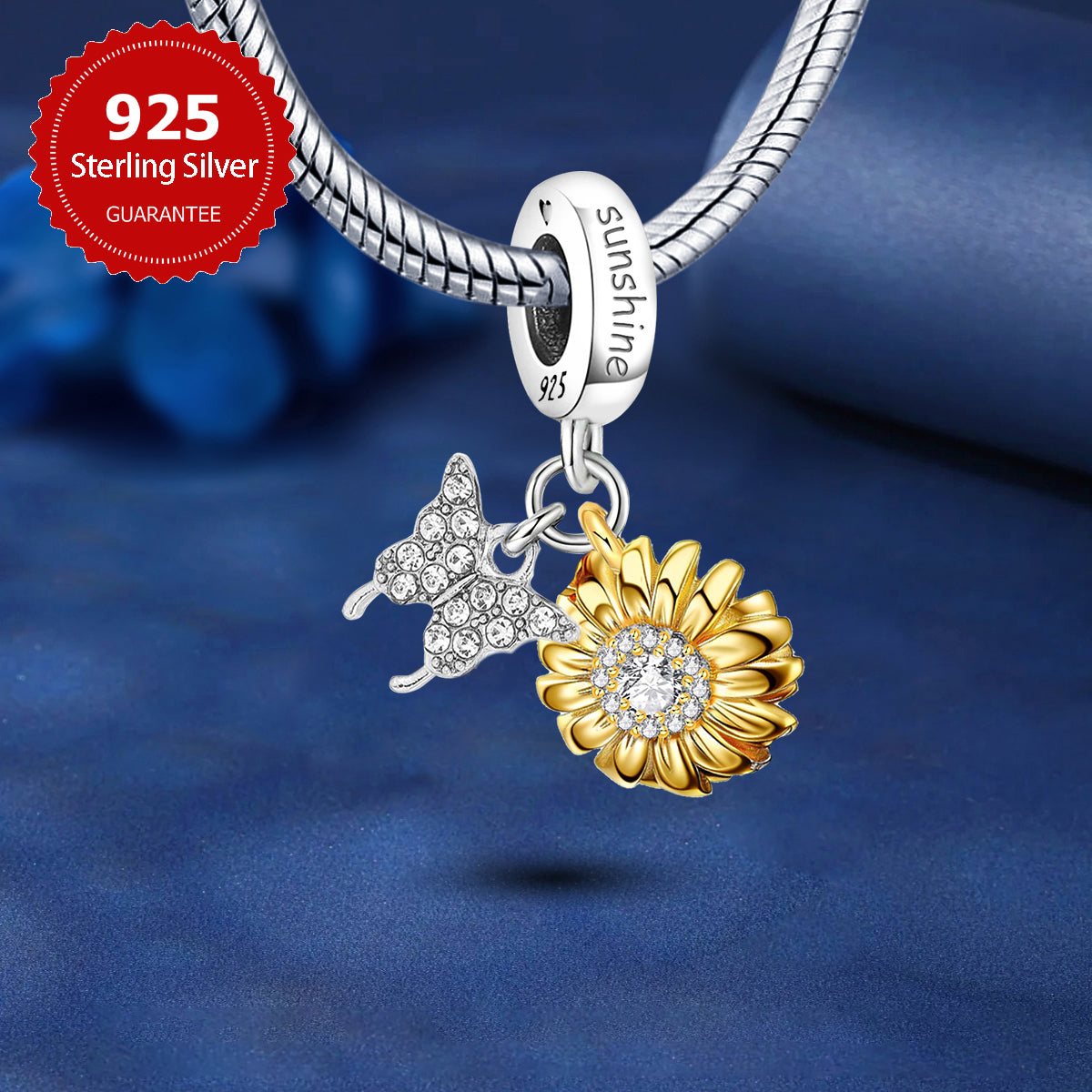 925 Sterling silver butterfly charm bead