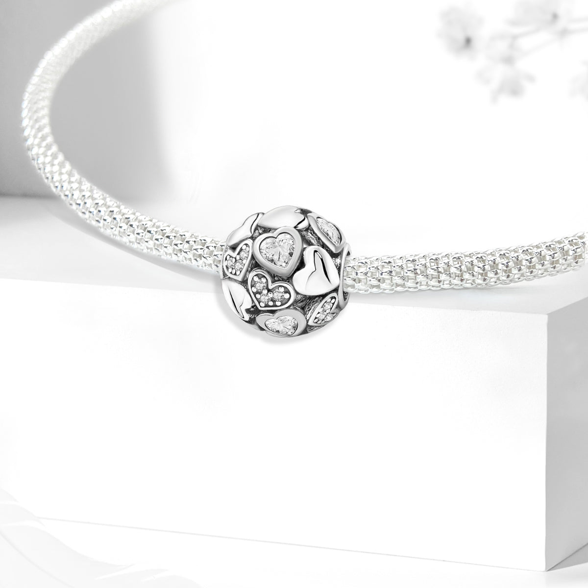 925 Sterling silver heart  charm bead