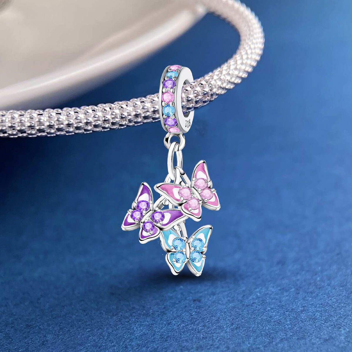 925 Sterling silver butterfly charm bead