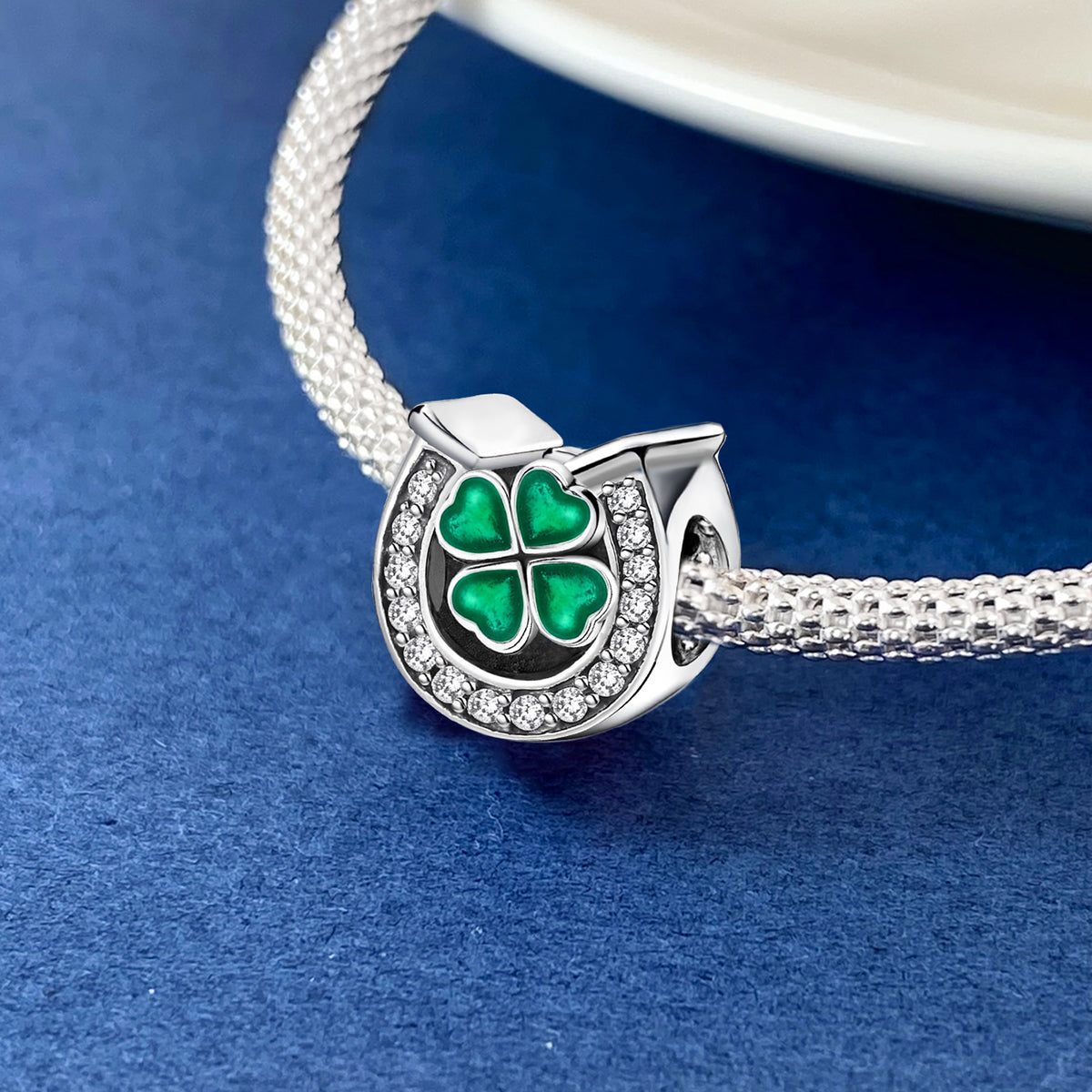 925 Sterling silver four-leaf clover charm bead