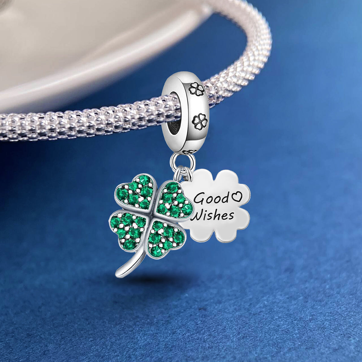 925 Sterling silver four-leaf clover charm bead