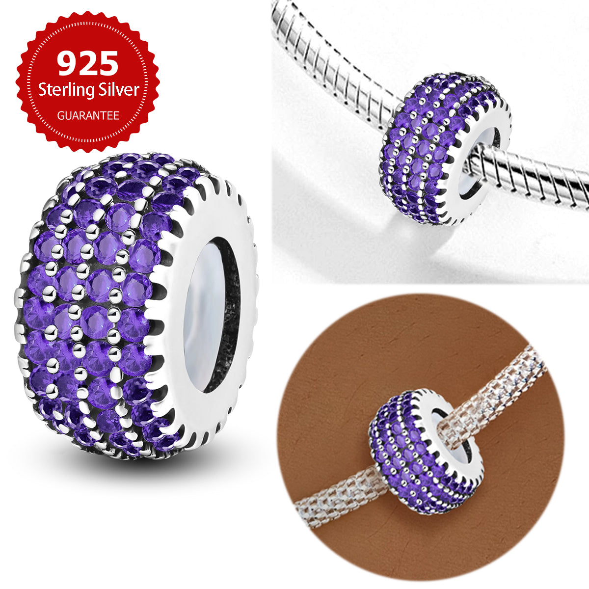 925 Sterling silver round charm bead