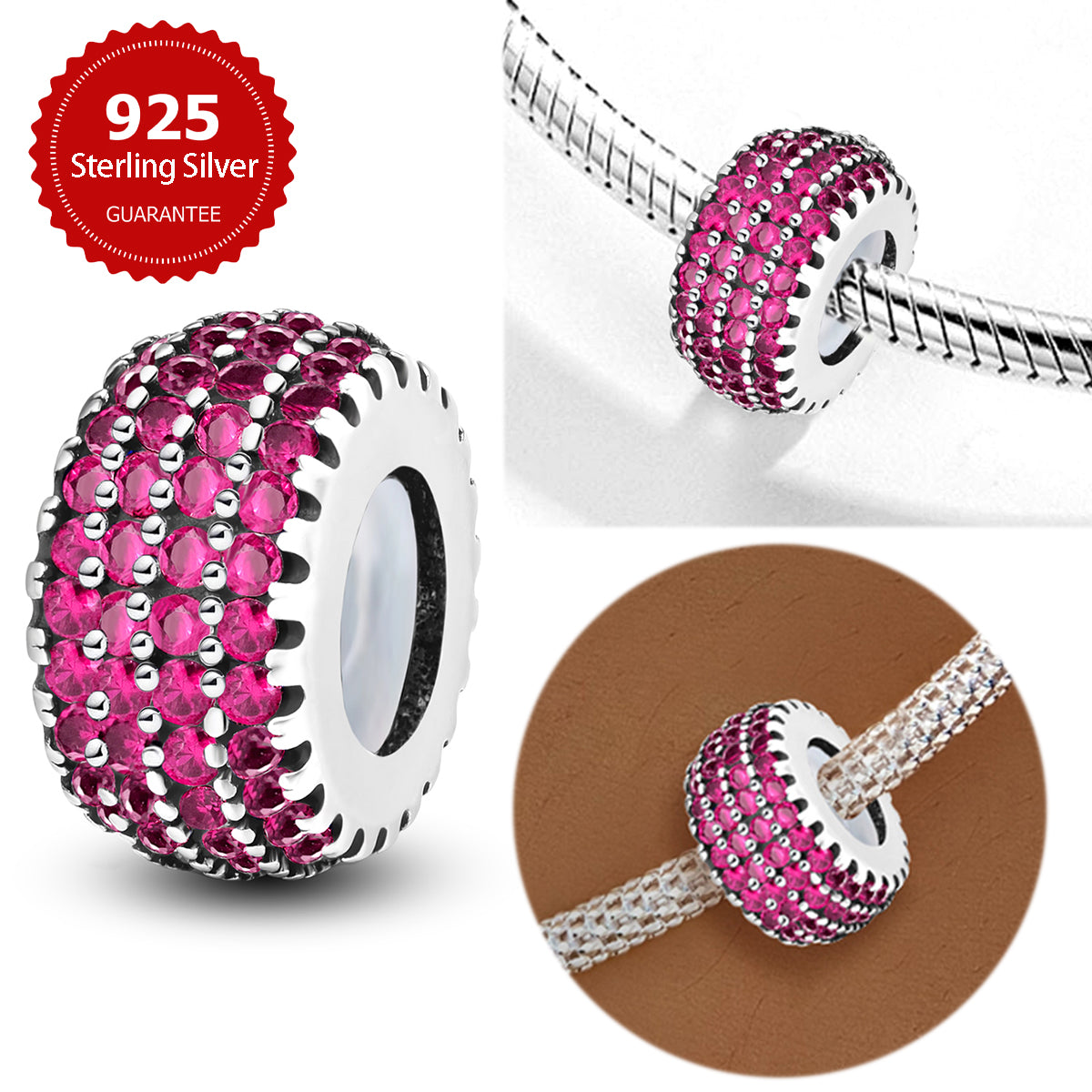 925 Sterling silver round charm bead