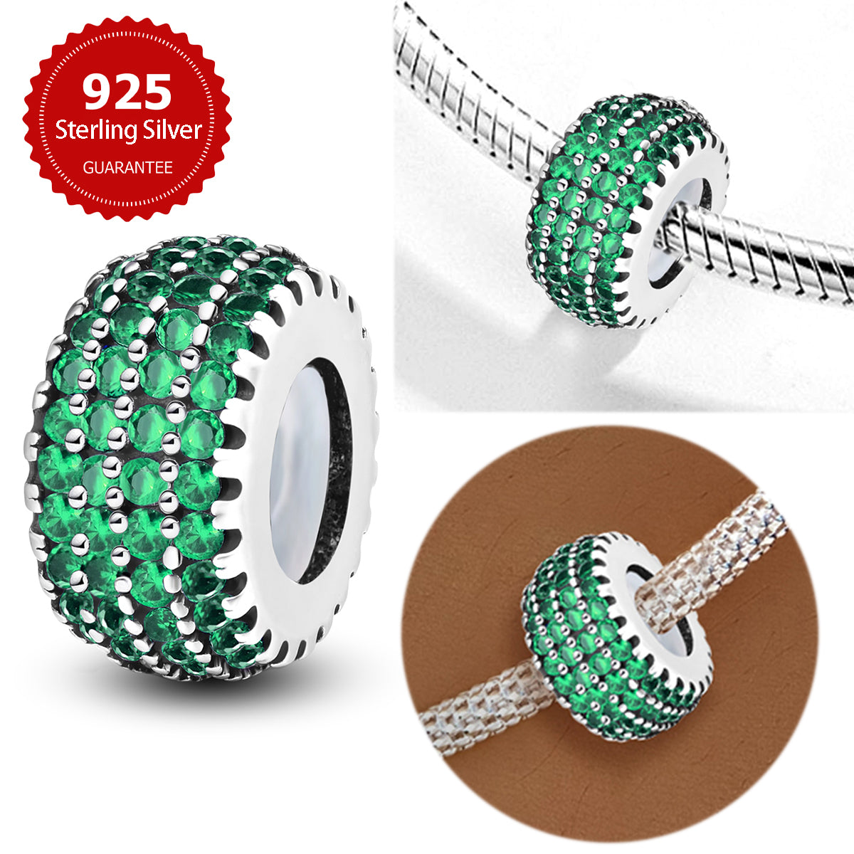 925 Sterling silver round charm bead